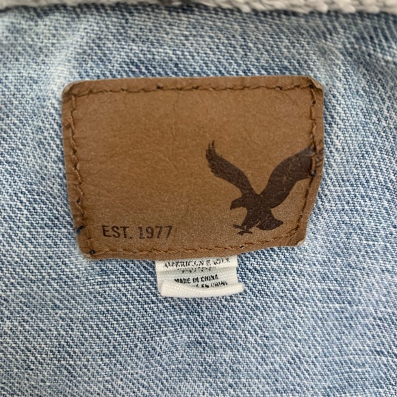 American Eagle Denim Jacket Painted Sun Face - Picture 7 of 7